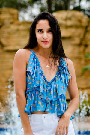 FLORAL PRINT HALTER TOP