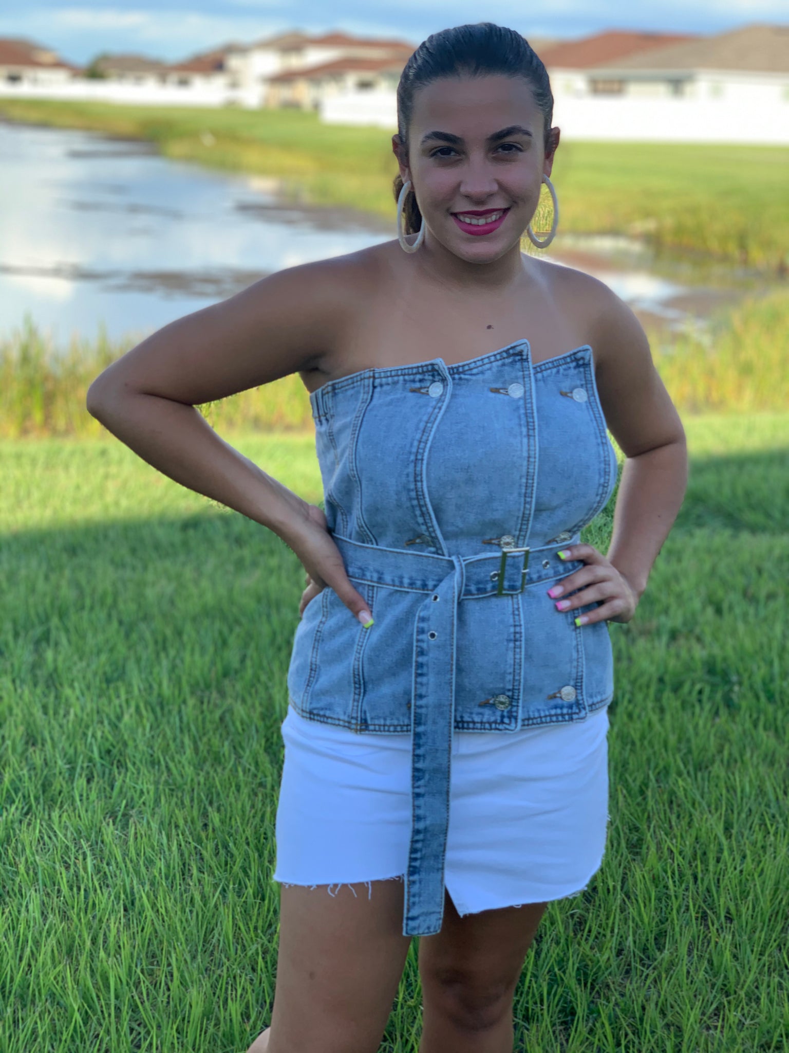 OFF SHOULDERS DENIM TOP