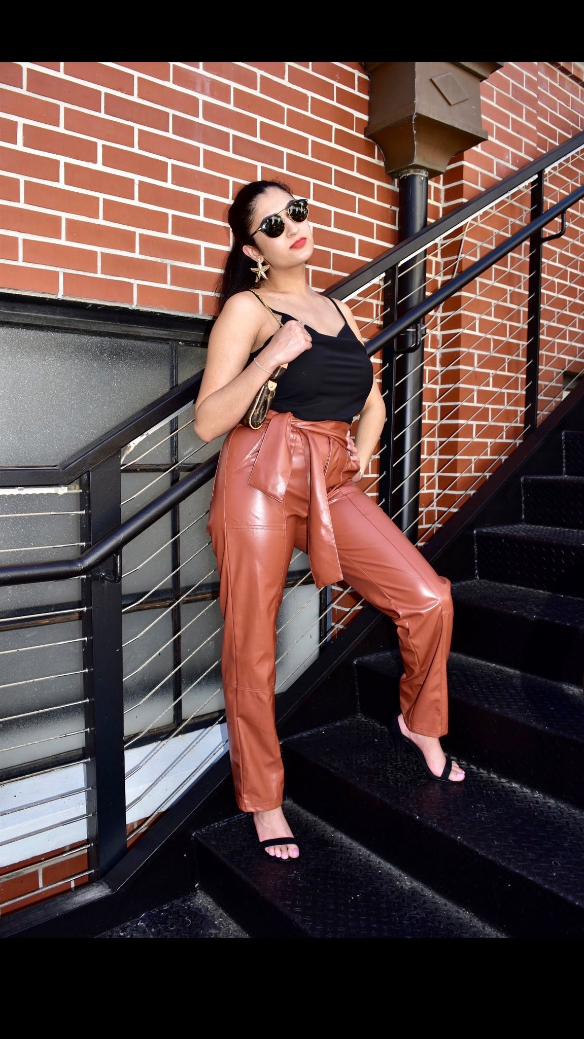 Leather Front Tie Pants